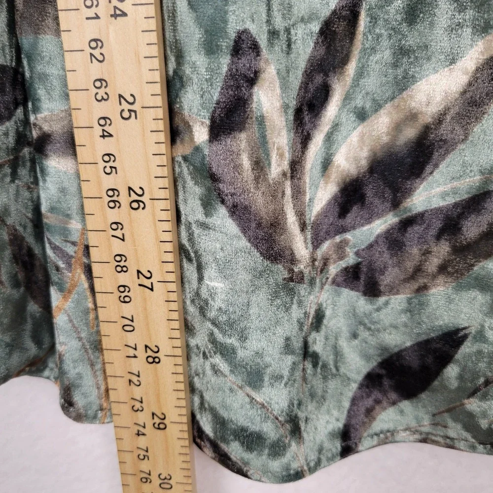 River Island‎ Luxe Velvet Button Down Shirt Men's S Green Floral Slim Stretch